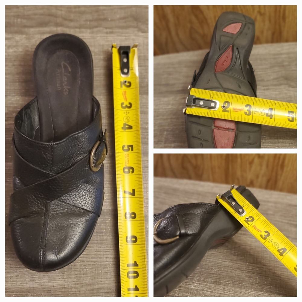 Clarks Artisan Leather Pebbled Criss‎ Cross Clogs Women's Size 7 Black - Picture 10 of 10